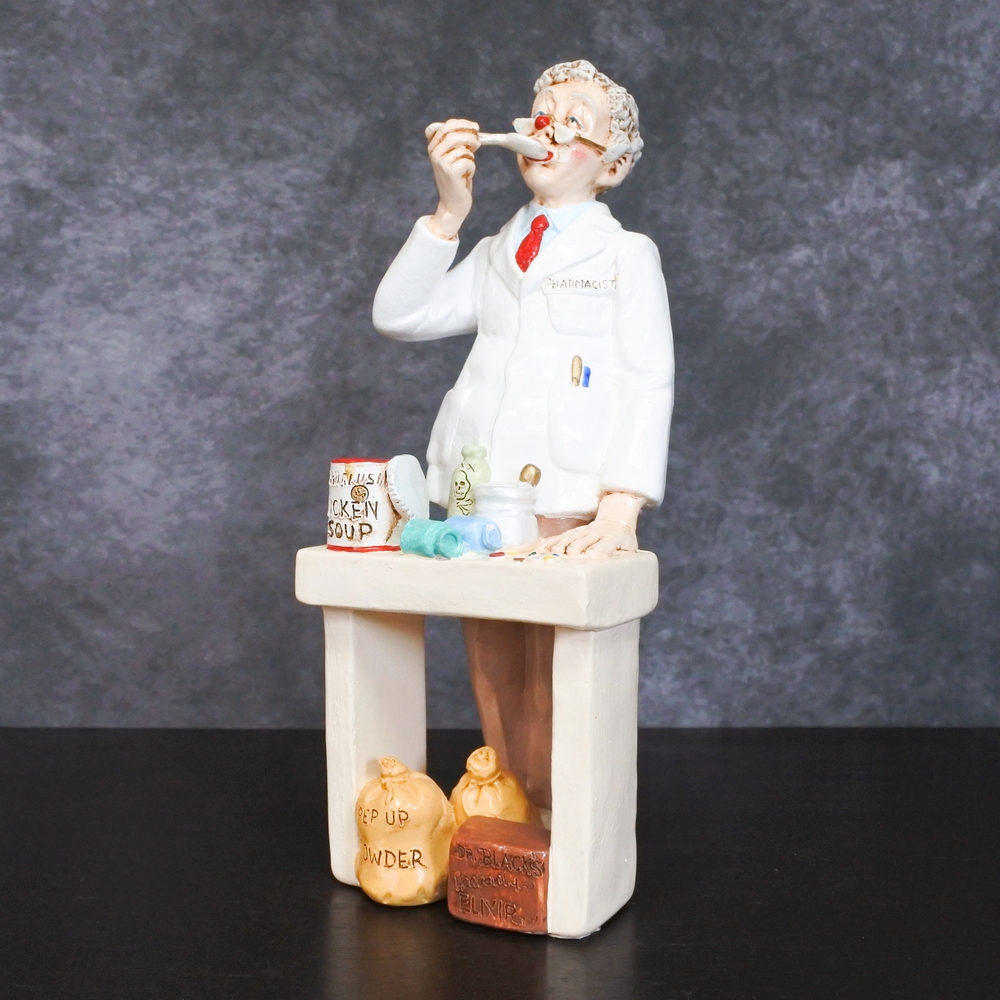 Rare Vintage Signed 1985 Judi's Pastime Pharmacist Clown Figurine Sculpture